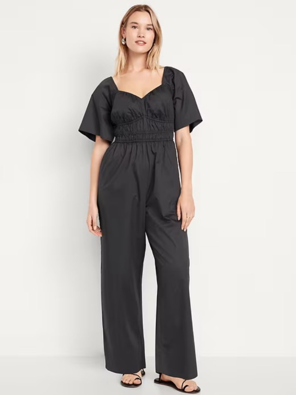 Old Navy Smocked Waist Wide-Leg Jumpsuit Medium EUC